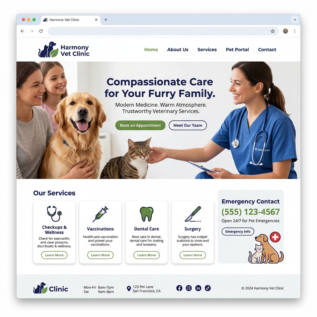Veteriner Kliniği Web Sitesi Konsepti